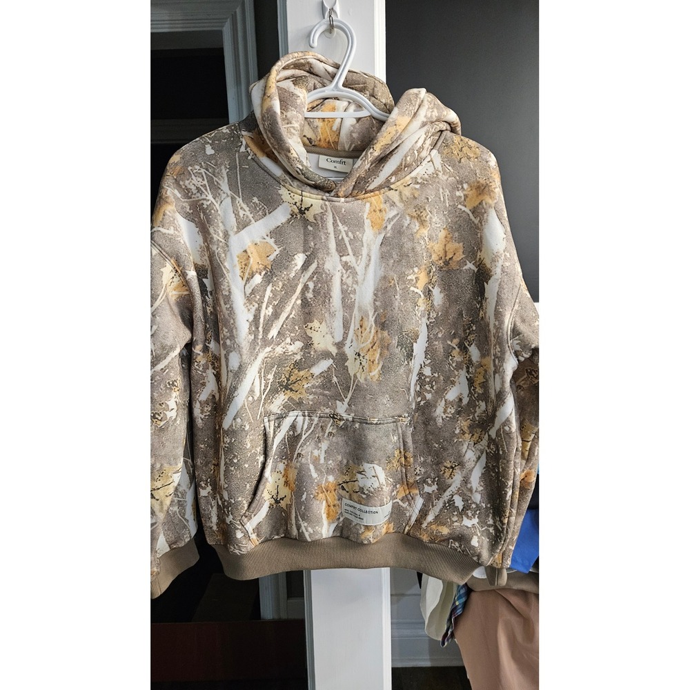 Kids XL Comfrt Collection Camo Tree Branch Print Pullover Hoodie Brown Tan